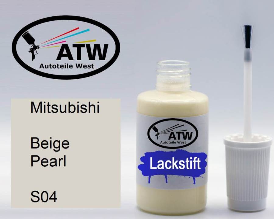 Mitsubishi, Beige Pearl, S04: 20ml Lackstift, von ATW Autoteile West.